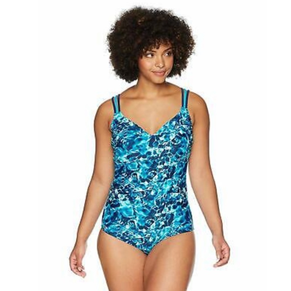 Coastal Blue Strappy Back One Piece Bathing Suit